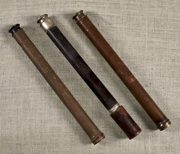 Ross officer of the watch spyglass, together with: Ross officer of the watch spyglass, together with two Keuffel & Esser spyglasses.