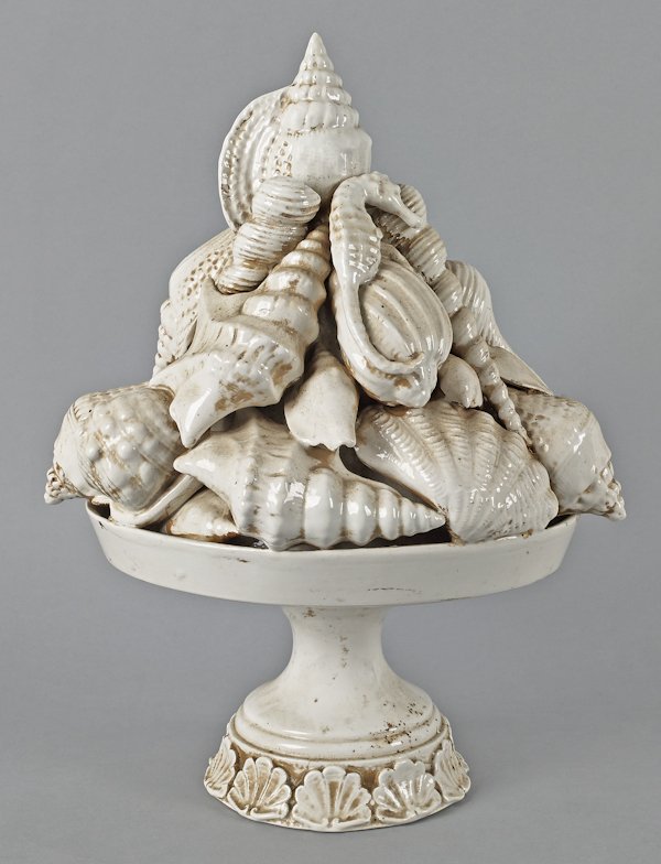 Italian porcelain shell centerpiece, early 20th c: Italian porcelain shell centerpiece, early 20th c., 18'' h.