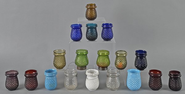 Group of eighteen Christmas candle cups, 20th c.,: Group of eighteen Christmas candle cups, 20th c., 3 3/4'' h.