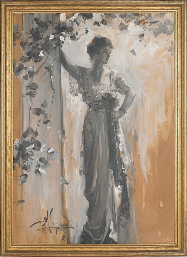 Albert Beck Wenzell (American 1864-1917): Albert Beck Wenzell (American 1864-1917), two gouache on board illustrations, both signed lower left, the largest dated {'99}, 41" x 28" and 36" x 25".