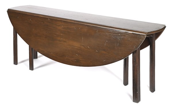 George II yewwood hunt table, ca. 1800, 29'' h., 1: George II yewwood hunt table, ca. 1800, 29'' h., 16 1/2'' w., 84'' l.
