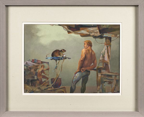 John B. Lear Jr. (American 1910-2008), oil on b: John B. Lear Jr. (American 1910-2008), oil on board, titled Number One Rodent, signed lower right, 10'' x 14''.