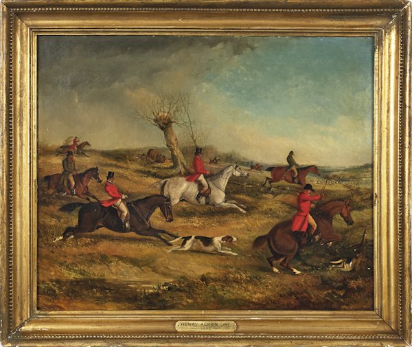 Henry Alken Jr. (British 1810-1894), oil on can: Henry Alken Jr. (British 1810-1894), oil on canvas sporting scene of a fox hunt, signed and dated lower left 1852, 17'' x 21''.