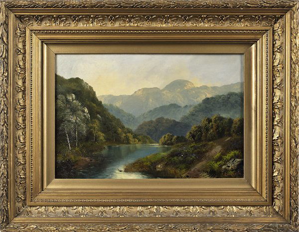 John Williams Ogden (Canadian 1859-1936), oil o: John Williams Ogden (Canadian 1859-1936), oil on canvas landscape, titled In the Trossacks, signed lower right and verso, 12'' x 18''.