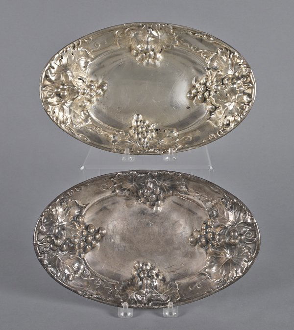 Four Art Nouveau sterling silver trays, to incl: Four Art Nouveau sterling silver trays, to include Gorham, Birks, etc., longest - 17 1/2'', 53.45 ozt.