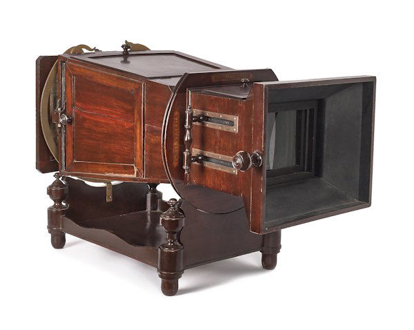 Walnut Megalethoscope viewer, labeled Charles P (1 of 2)