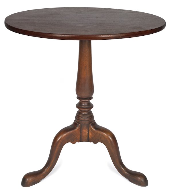 Queen Anne mahogany and birch candlestand, 18th c: Queen Anne mahogany and birch candlestand, 18th c., 25 1/4'' h., 25'' w.