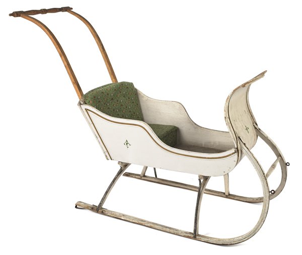 Victorian painted child's sleigh, 35'' h., 41'' w.: Victorian painted child's sleigh, 35'' h., 41'' w.