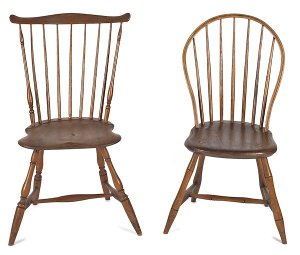 Fanback Windsor side chair, ca. 1790, together wi: Fanback Windsor side chair, ca. 1790, together with a bowback Windsor.