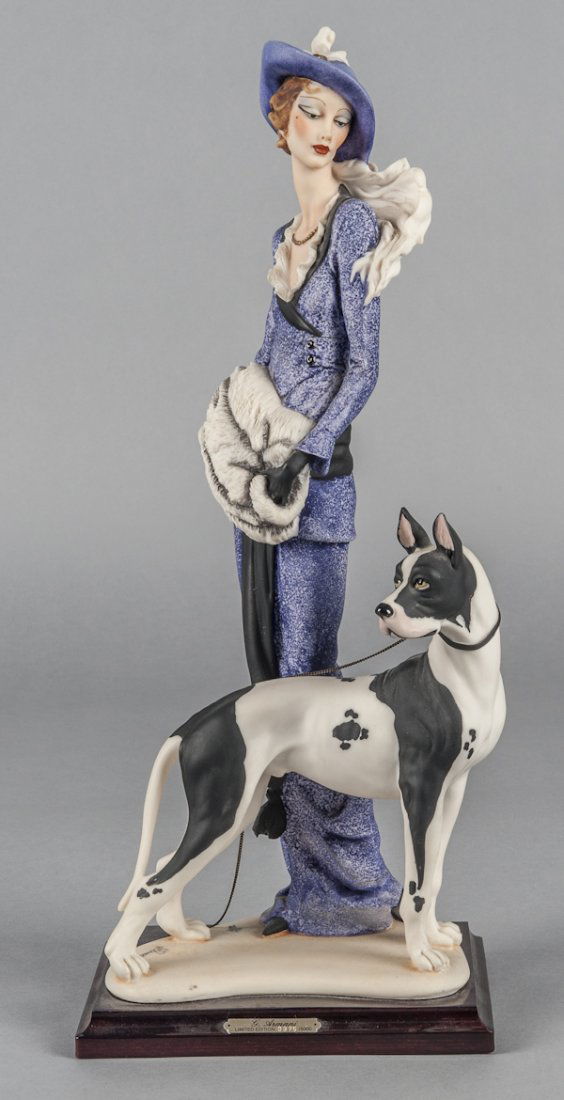 Giuseppe Armani figure of a woman and dog, limite: Giuseppe Armani figure of a woman and dog, limited edition 375/5000, 17 1/2'' h.