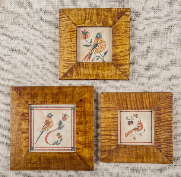 Four P. Godillot watercolor frakturs, largest - 8: Four P. Godillot watercolor frakturs, largest - 8'' x 8''.