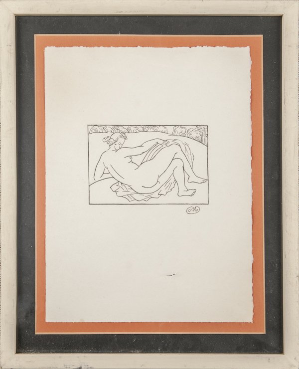 Aristide Maillol (French 1861-1944), lithograph of a nu: Aristide Maillol (French 1861-1944), lithograph of a nude, 3 3/4" x 5 1/2".