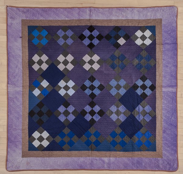 Amish nine patch quilt, early 20th c., 69'' x 71''.: Amish nine patch quilt, early 20th c., 69'' x 71''.