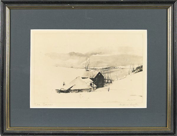 Andrew Wyeth lithograph, titled The Corner, 9 3: Andrew Wyeth lithograph, titled The Corner, 9 3/4'' x 14 1/4''.