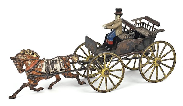 Pratt & Letchworth cast iron horse drawn wagon, 1: Pratt & Letchworth cast iron horse drawn wagon, 15'' l.
