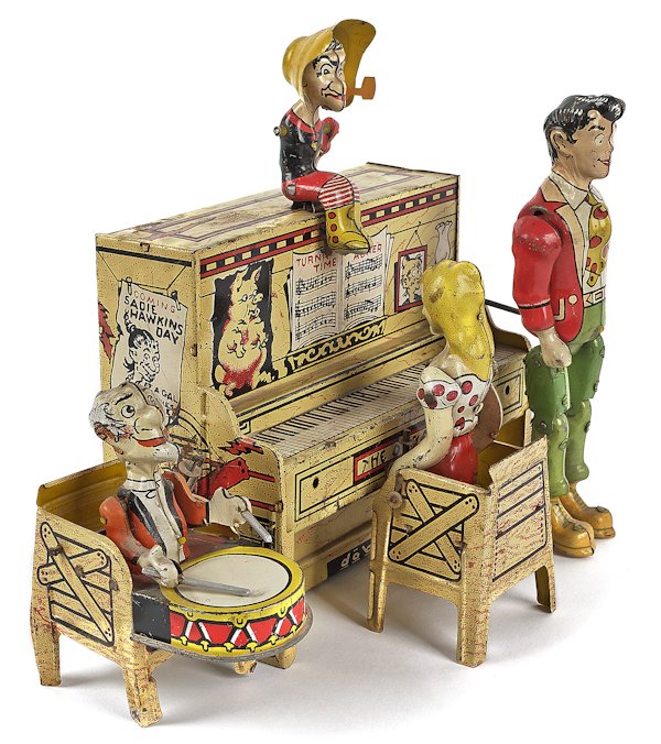 Unique Art Li'l Abner and his Dogpatch Band tin w: Unique Art Li'l Abner and his Dogpatch Band tin wind-up, 9'' l.