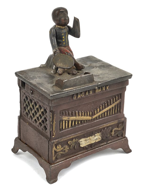 Cast iron Organ mechanical bank manufactured by: Cast iron Organ mechanical bank manufactured by Kyser & Rex.