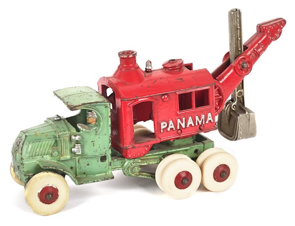 Hubley cast iron Panama digger truck, 13'' l.: Hubley cast iron Panama digger truck, 13'' l.