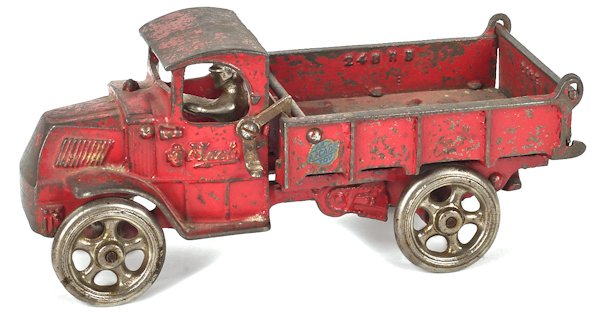 Arcade cast iron Mack dump truck, 8 1/4'' l.: Arcade cast iron Mack dump truck, 8 1/4'' l.