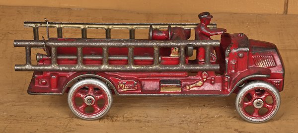 Arcade cast iron Mack ladder truck, 10 1/2'' l.: Arcade cast iron Mack ladder truck, 10 1/2'' l.