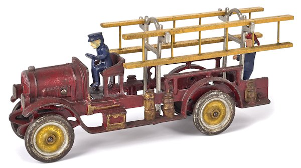 Hubley cast iron ladder truck, 11 1/2'' l.: Hubley cast iron ladder truck, 11 1/2'' l.