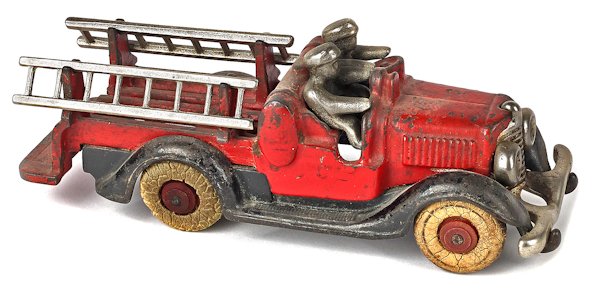 Hubley cast iron ladder truck, 8 1/4'' l.: Hubley cast iron ladder truck, 8 1/4'' l.