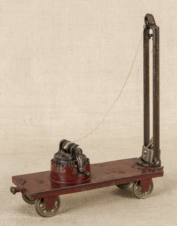 Arcade cast iron pile driver train car, 10'' l.: Arcade cast iron pile driver train car, 10'' l.