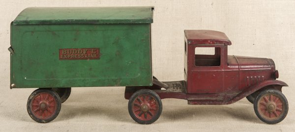 Buddy L pressed steel Express Line tractor trai: Buddy L pressed steel Express Line tractor trailer, 23'' l.