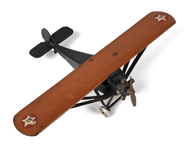Buddy L pressed steel airplane, wingspan - 10''.: Buddy L pressed steel airplane, wingspan - 10''.