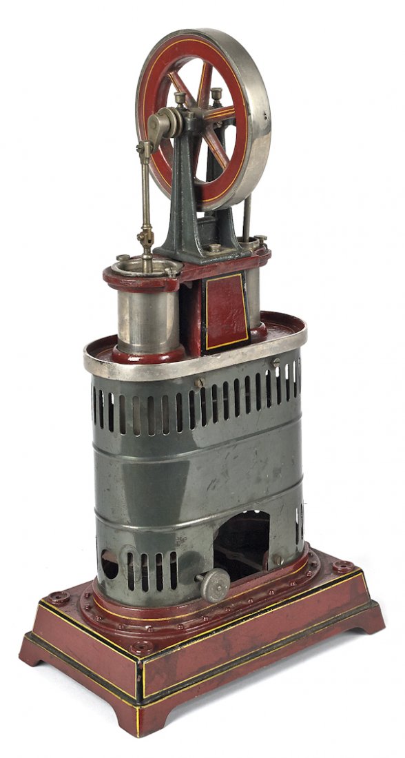 Cast iron and tin live steam upright boiler, 14 1: Cast iron and tin live steam upright boiler, 14 1/2'' h.