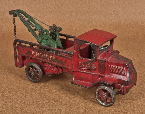 Arcade cast iron Mack tow truck, 12 1/2'' l.: Arcade cast iron Mack tow truck, 12 1/2'' l.
