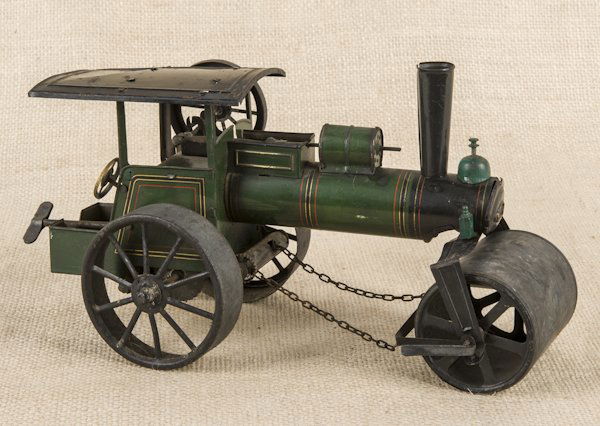 Gunthermann German tin litho wind-up road roller,: Gunthermann German tin litho wind-up road roller, 10'' l.