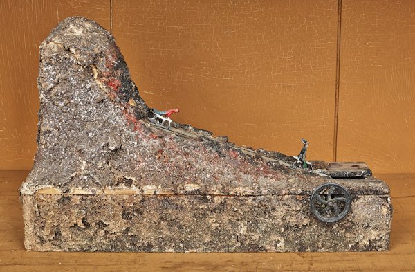 Live steam toy accessory of children sledding dow: Live steam toy accessory of children sledding down a mountainside, 14 3/4'' l.