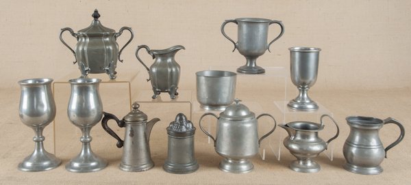 Assorted pewter, to include chalices, a mug, etc.: Assorted pewter, to include chalices, a mug, etc.
