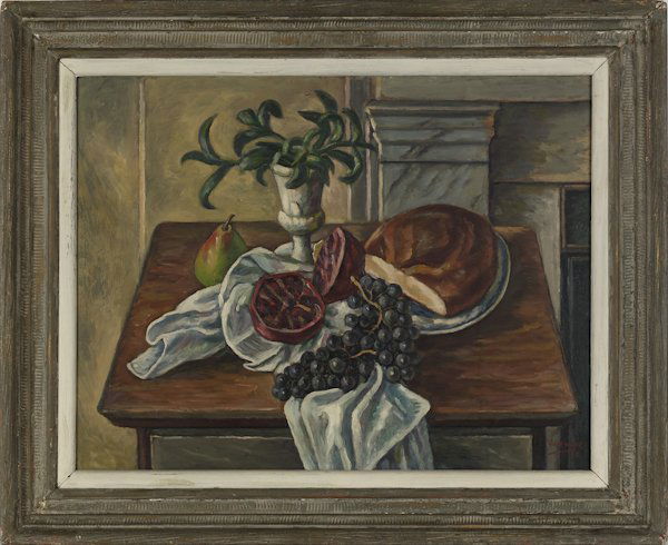 Marko Vukovic (American 1892-1973), oil on board: Marko Vukovic (American 1892-1973), oil on board still life, signed lower right, 20'' x 26''.