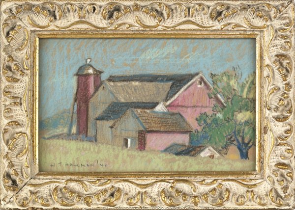 Henry Theodore Hallman (American b. 1904), pastel: Henry Theodore Hallman (American b. 1904), pastel landscape, signed lower right, 5'' x 8''.