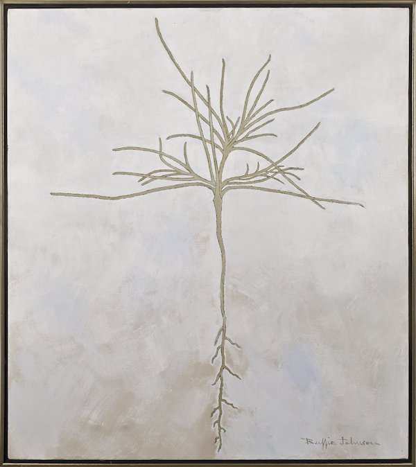 Buffie Johnson (American 1912-2006), oil on canva: Buffie Johnson (American 1912-2006), oil on canvas, titled Tree of Life, signed lower right and dated 1971, 40'' x 36''.