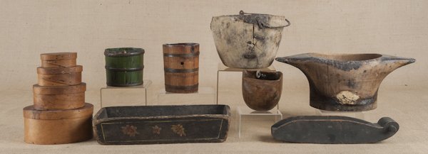 Woodenware, to include a nest of bentwood pantry: Woodenware, to include a nest of bentwood pantry boxes.
