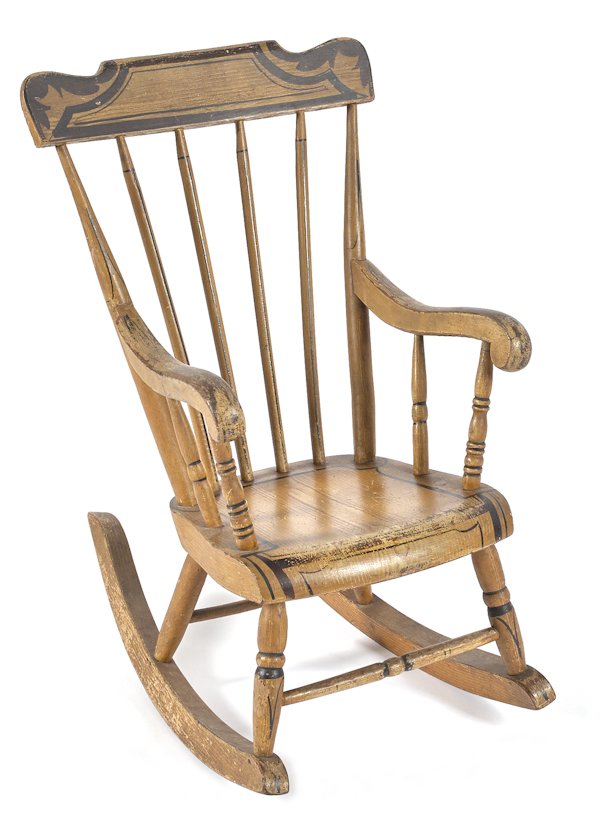Pennsylvania child's painted rocking chair, 19th: Pennsylvania child's painted rocking chair, 19th c., 26 1/2'' h.