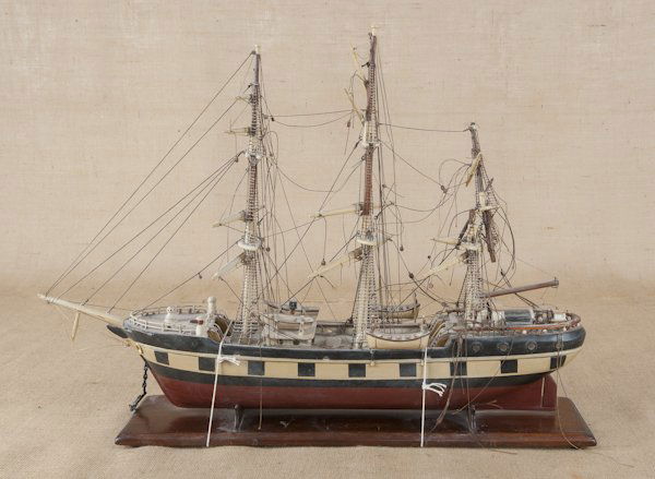 Two Alvin Leibowitz carved and painted ship model: Two Alvin Leibowitz carved and painted ship models, one with plaque Top Sail Schooner ''Eagle'' built 1874-Maine, case- 29 ?'' h., 24 ?'' w. and 23'' h., 32'' w.