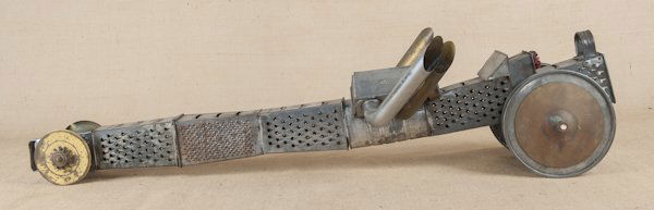 Folk art cheese grater dragster, 51'' l.: Folk art cheese grater dragster, 51'' l.