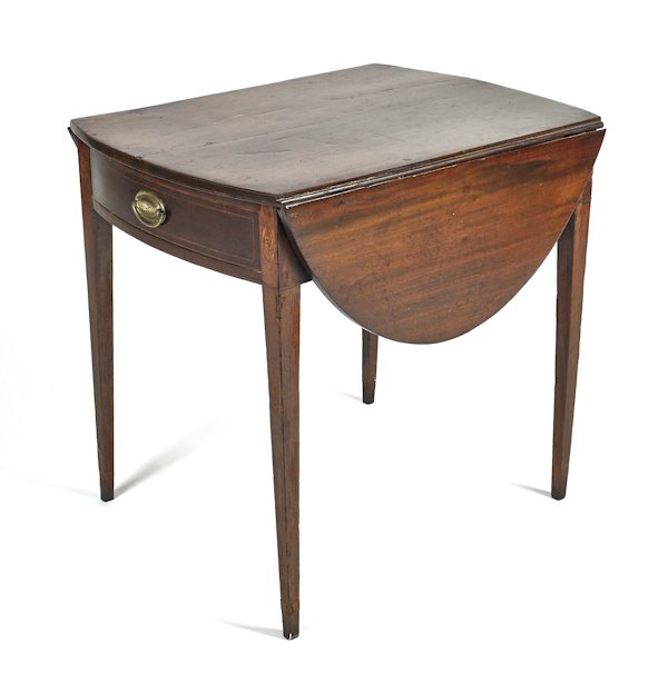 Pennsylvania or Maryland Hepplewhite mahogany Pem: Pennsylvania or Maryland Hepplewhite mahogany Pembroke table, 28 1/4'' h., 23 1/2'' w., 30 1/2'' d.