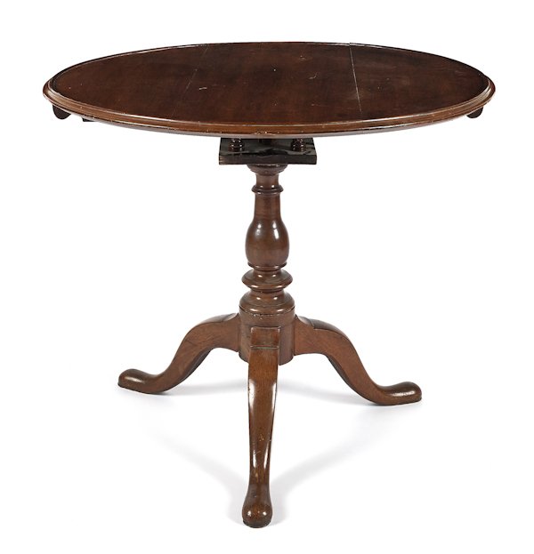 Pennsylvania Queen Anne walnut tea table, ca. 177: Pennsylvania Queen Anne walnut tea table, ca. 1770, 27 1/2'' h., 31 3/4'' w.