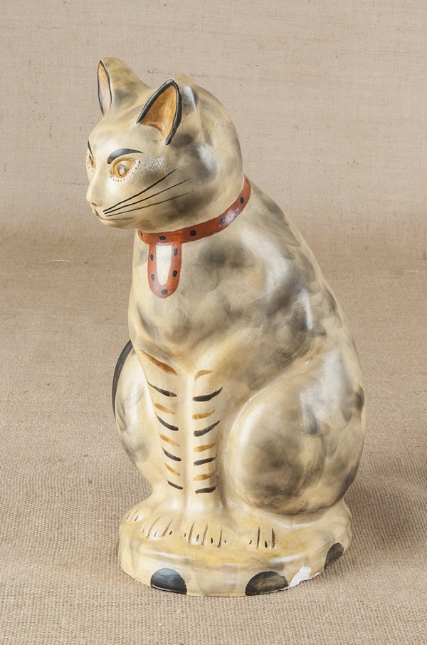 Chalkware cat by Daniel Guilmet, 15 1/2'' h.: Chalkware cat by Daniel Guilmet, 15 1/2'' h.