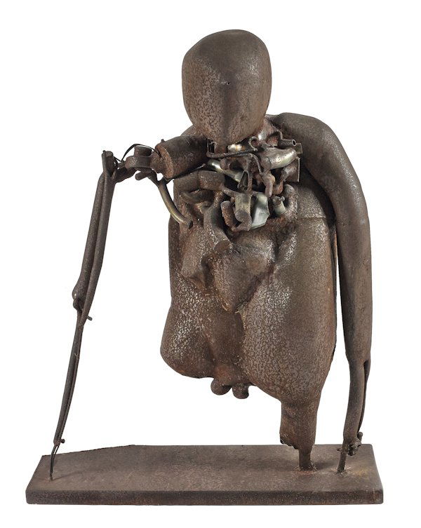 Welded metal sculpture, attributed to Richard Sta: Welded metal sculpture, attributed to Richard Stankiewicz, 43'' h.