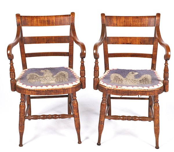 Pair of faux grained Sheraton fancy chairs, ca. 1: Pair of faux grained Sheraton fancy chairs, ca. 1825.