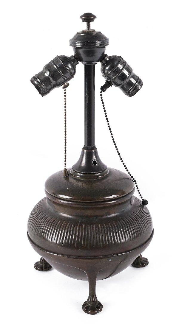 Tiffany Studios bronze table lamp base, early 20t: Tiffany Studios bronze table lamp base, early 20th c., 16 1/2'' h.