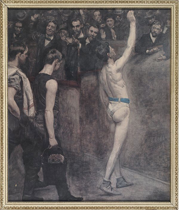 Three lithographs of boxers, one after Thomas Eak: Three lithographs of boxers, one after Thomas Eakins, the other George Bellows, largest - 23 1/2'' x 19 3/4''.