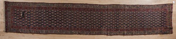 Hamadan runner, ca. 1920, 15' 6'' x 2' 8''.: Hamadan runner, ca. 1920, 15' 6'' x 2' 8''.