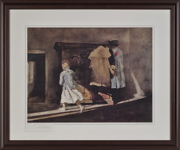 Andrew Wyeth (American 1917-2009), lithograph t: Andrew Wyeth (American 1917-2009), lithograph titled Barefoot, pub. 1992, with inscription by Helga, 18'' x 23''.